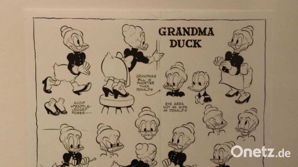 Unterschiedliche Bewegungsstudien zu Oma Duck. Repro: Herdegen