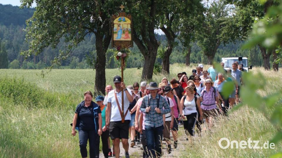 Glücklich und mit flottem Schritt laufen die Wallfahrer aus Kastl die letzte Etappe vom Bahnhof Reisach zurück nach Kastl. Bild: rpp