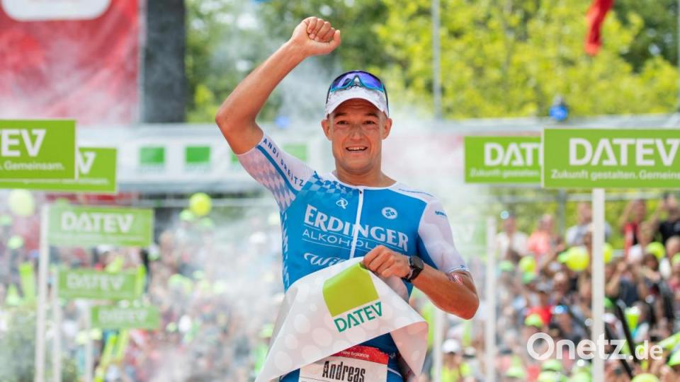 Andreas Dreitz aus Lichtenfels hat erstmals den Triathlon-Klassiker in Roth gewonnen. Bild: Daniel Karmann/dpa