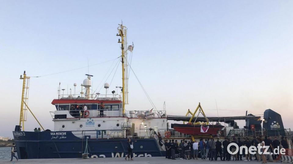 Das Rettungsschiff „Sea-Watch 3“ in Lampedusa. Foto: Annalisa Camilli/AP Bild: Annalisa Camilli
