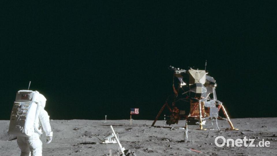 Buzz Aldrin Jr. während eines Experiments der Apollo-11-Mission. Bild: Neil Armstrong/NASA via AP