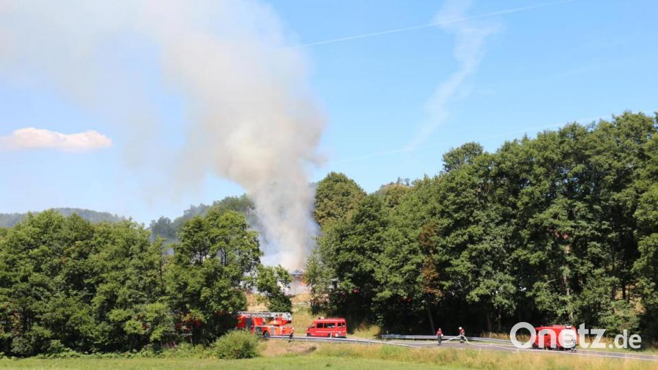 Zahlreiche Feuerwehren versuchten sowohl den Brand einer Stallung einzudämmen als auch die darin untergebrachten Tiere zu retten. Bild: rpp