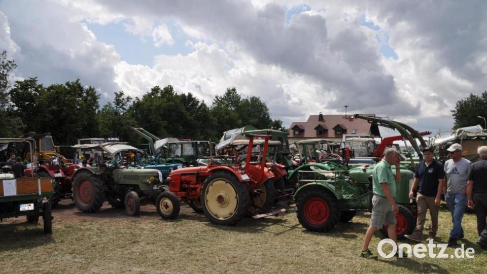 In Reih' und Glied stehen die Zugmaschinen auf dem Festgelände. Bild: ak