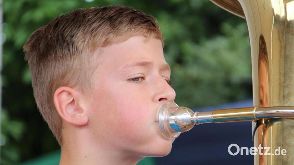Jakobikirwa 2019 in Freudenberg: Der Nachwuchs des Musikvereins Freudenberg präsentiert sich. Bild: gri