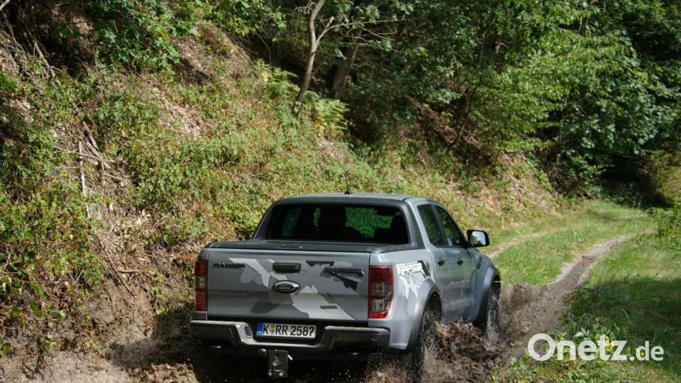 Der Raptor ist ein echtes Arbeitstier. Die serienmäßige Anhängerkupplung darf bis zu 2,5 Tonnen schwere Trailer ziehen. Bild: Ford
