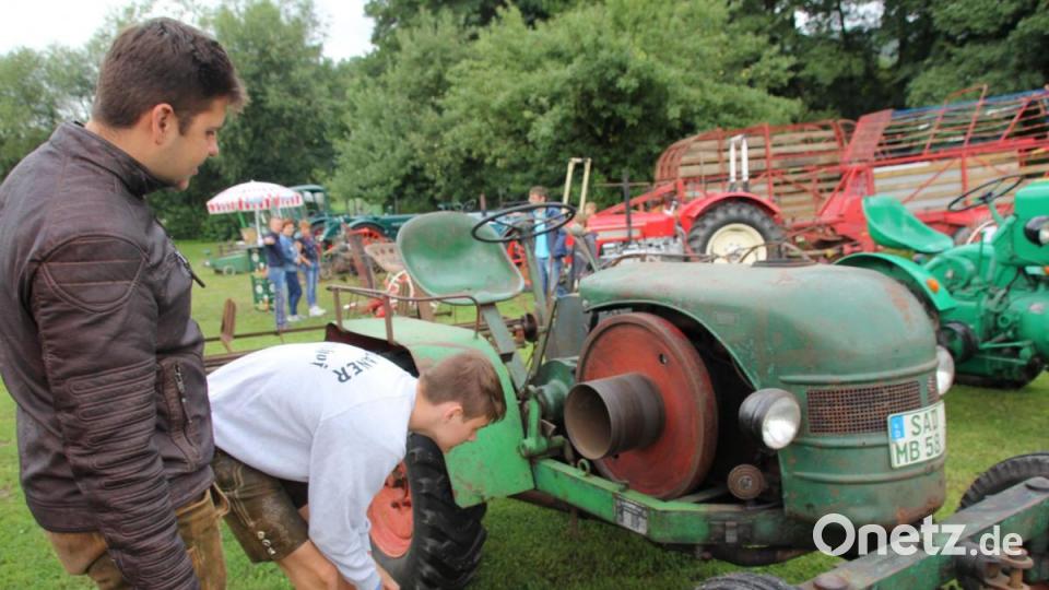 Dieser Kramer-Traktor, Baujahr 1951, konnte mit seiner Schwungscheibe auch als Antrieb für die Dreschmaschine oder für die Kreissäge verwendet werden. Bild: frd