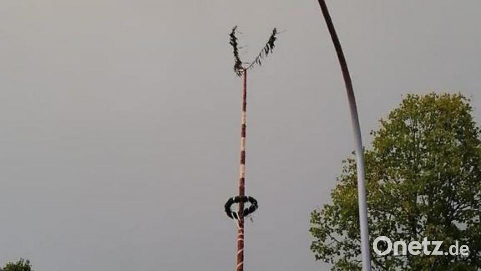 Der Kirwabaum in Hohenkemnath verlor bei dem Unwetter seinen Gipfel - oder zumindest Teile davon. Bild: brü