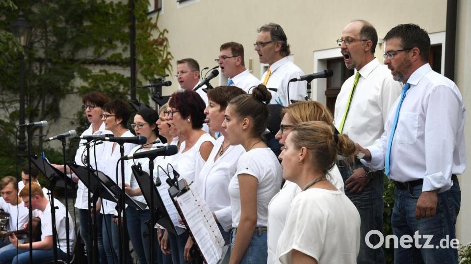 Gute Stimmung bei der Sommerserenade mit den Happy Voices im Schnaittenbacher Rathausinnenhof. Bild: Petra Hartl