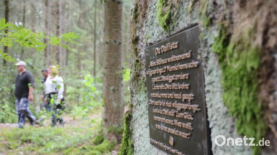 In die Granitsteine des Naturschutzgebietes Doost eingelassene Bronze-Platten sorgen für Ärger über den neuen Findlingsweg. Bild: Gabi Schönberger