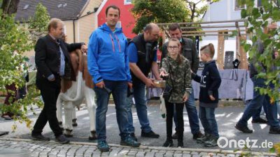 Beim Zielwerfen in Milchkannen am Stand der Milcherzeugergemeinschaft Weiden müssen die Kinder Geschicklichkeit beweisen. Bild: prh