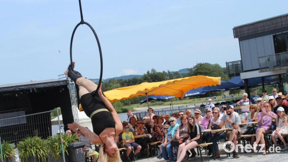 Kopfüber hängt Anna Zant in ihrem Ring. Bild: Susanne Forster