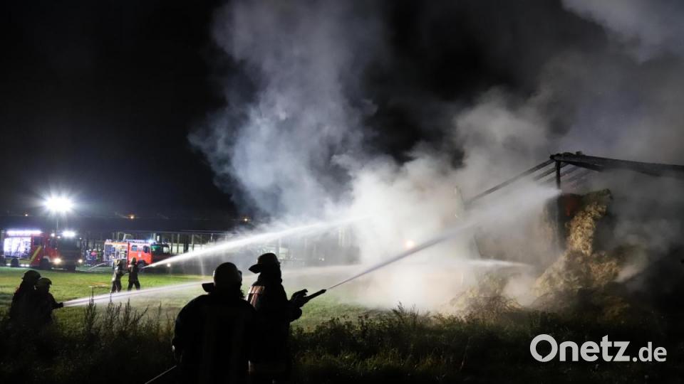 Im Hintergrund des Geschehens liegt ein Offenstall am Ortsrand von Rothenstadt. Tiere kommen offenbar nicht zu Schaden. Bild: za