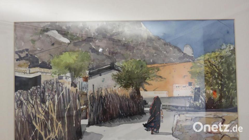 Wie immer einfach schön: &quot;Indisches Dorf&quot; von Aquarellmaler Rudi Jäger. Bild: ubb