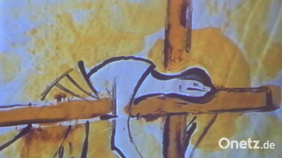 Glasfenster mit Kreuzwegsszenen in der St. Ursula-Kapelle in Schnuttenbach (Kreis Günzburg, 1989). Bild: Schönberger, Ferdinand [fsb]