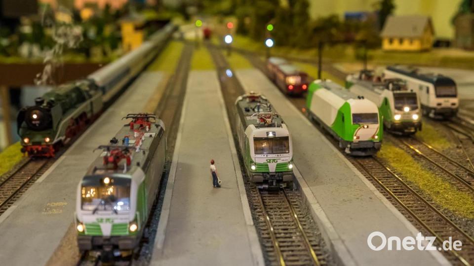 Jahrmarkt, Zoo, Ufo-Landeplätz, Kaserne, Schafherde, Feuerwehreinsätze, Friedhof und nicht zu vergessen ein Nachbau des Nabburger Bahnhofs. Auf der 24 Meter langen Modulanlage der Eisenbahnfreunde und des Modelleisenbahnclubs gab es sehr viel zu entdecken. Bild: REINHOLD BUCHNER