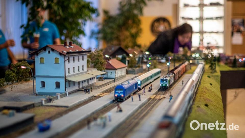 Jahrmarkt, Zoo, Ufo-Landeplätz, Kaserne, Schafherde, Feuerwehreinsätze, Friedhof und nicht zu vergessen ein Nachbau des Nabburger Bahnhofs. Auf der 24 Meter langen Modulanlage der Eisenbahnfreunde und des Modelleisenbahnclubs gab es sehr viel zu entdecken. Bild: pml