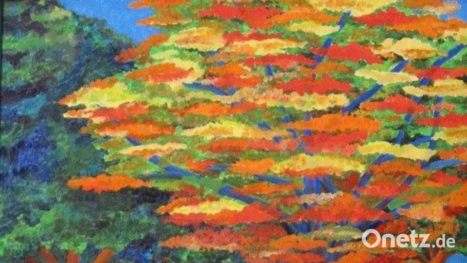 Ein futuristischer Wald mit bunten Bäumen: Hier ist deutlich erkennbar, wie die Farbgebung bei der richtigen Auswahl nach der Lehre des Farbkreises harmonisiert. Bild: Ulla Britta Baumer