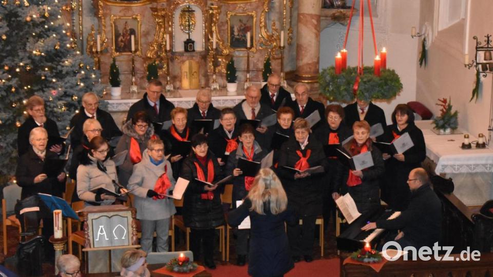 Beim Weihnachtssingen und -musizieren des Männergesangvereins mit gemischtem Chor verzaubern die Musiker die Zuhörer in der Grafenwöhrer Mariä-Himmelfahrtskirche mit besinnlichen Klängen. Bild: rgr
