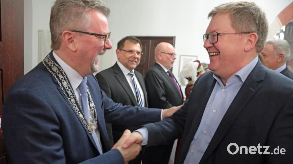 Vier Bürgermeister unter sich. Bild: WOLFGANG STEINBACER