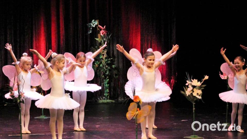 Schmetterlinge, die von Blume zu Blume tappeln: Jede Schülerin der Tanzwerkstatt Amberg bekam von Karin Uschold eine passende Rolle. Sie entwickelte unter anderem auch eine besondere Choreographie zum &quot;Tanz der Zuckerfee&quot; von Pjotr Iljitsch Tschaikowski. Bild: Dagmar Williamson