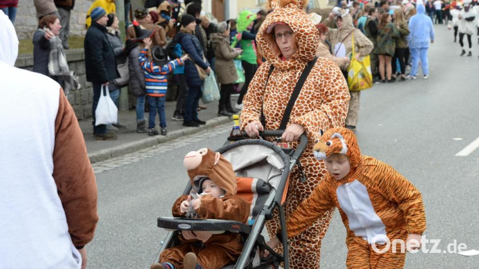 Nicht wie die letzten Jahre am Sonntag, sondern am Samstag zog sich in diesem Jahr der Faschingszug durch Schnaittenbach, vorbei an Hunderten Besuchern. Bild: Andreas Brückmann