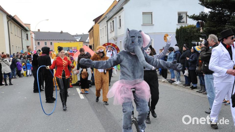 Nicht wie die letzten Jahre am Sonntag, sondern am Samstag zog sich in diesem Jahr der Faschingszug durch Schnaittenbach, vorbei an Hunderten Besuchern. Bild: Andreas Brückmann
