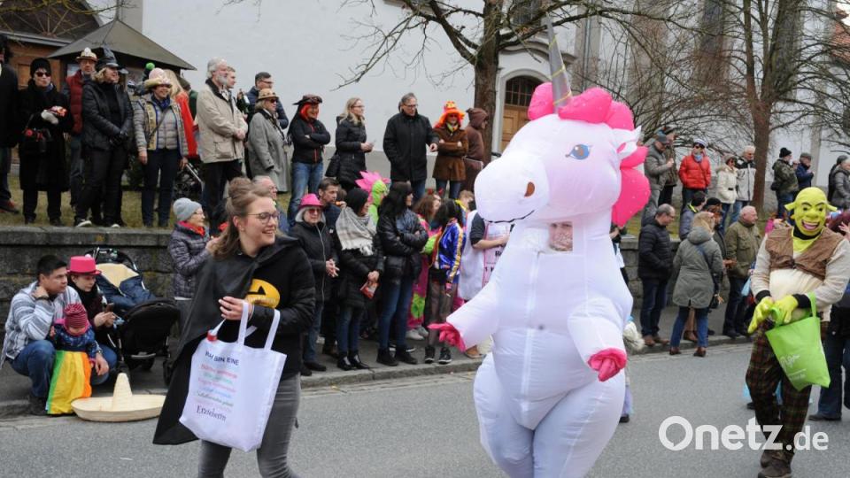 Nicht wie die letzten Jahre am Sonntag, sondern am Samstag zog sich in diesem Jahr der Faschingszug durch Schnaittenbach, vorbei an Hunderten Besuchern. Bild: Andreas Brückmann