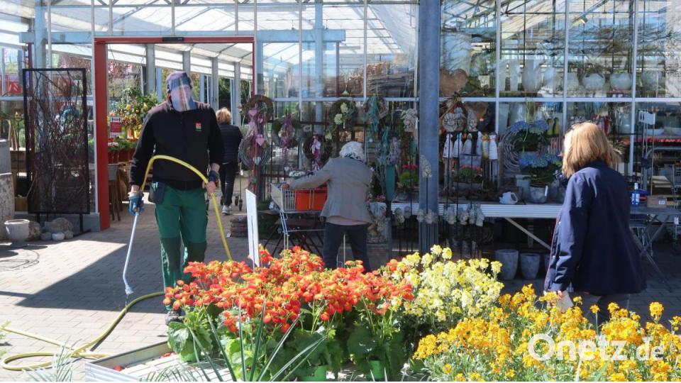 Auch in den wiedereröffneten Gärtnereien wurde Wert auf Abstand und Sicherheit gelegt. Bild: Kunz