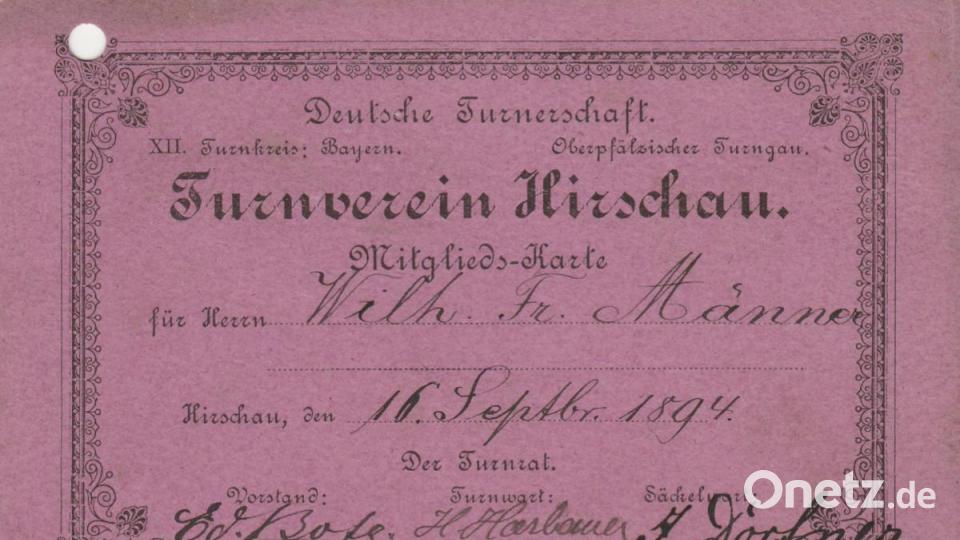 Die Mitgliedskarte des 1.Vorsitzenden Wilhelm Franz Männer aus dem Jahr 1894 Bild: fg