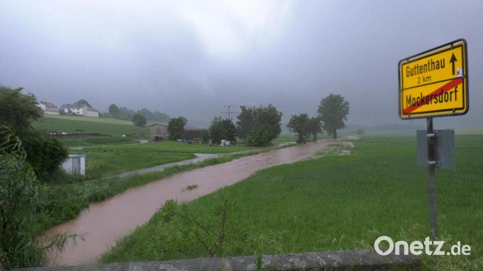 Der starke Regen am Sonntag ging auch an Mockersdorf nicht spurlos vorüber. Bild: rw