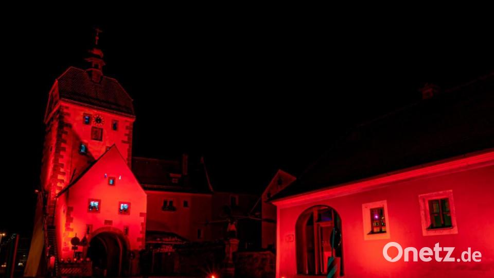 Toll in Szene gesetzt wurden der Vogelturm und das Zollhaus in der Nacht von Montag auf Dienstag. Bild: Stefanie Gradl