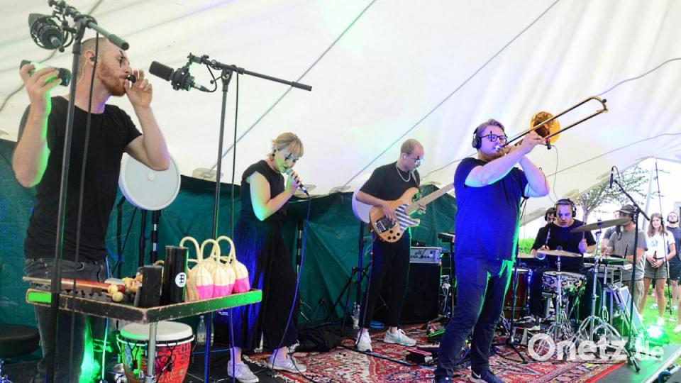 Roman Sladek an der Posaune ist der Kopf der Band &quot;Slatec&quot;. Bild: Kunz