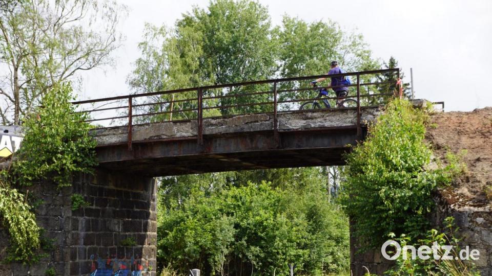 Fahrradfahrer werden die Brücke vermissen. Viele nutzten am Wochenende nochmals die Möglichkeit von der Brücke auf die Bahnanlage zu blicken. Bild: bkr