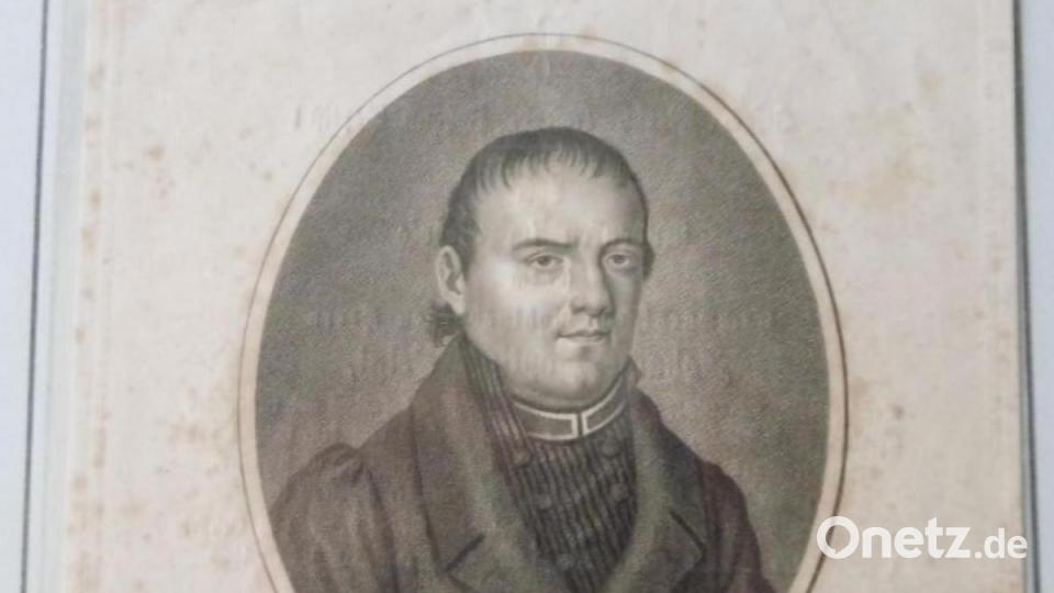 Auf dem Gedenkblatt zum Tod von Johann Baptist Weigl ist dessen Porträt als Kupferstich zu sehen. Bild: mma