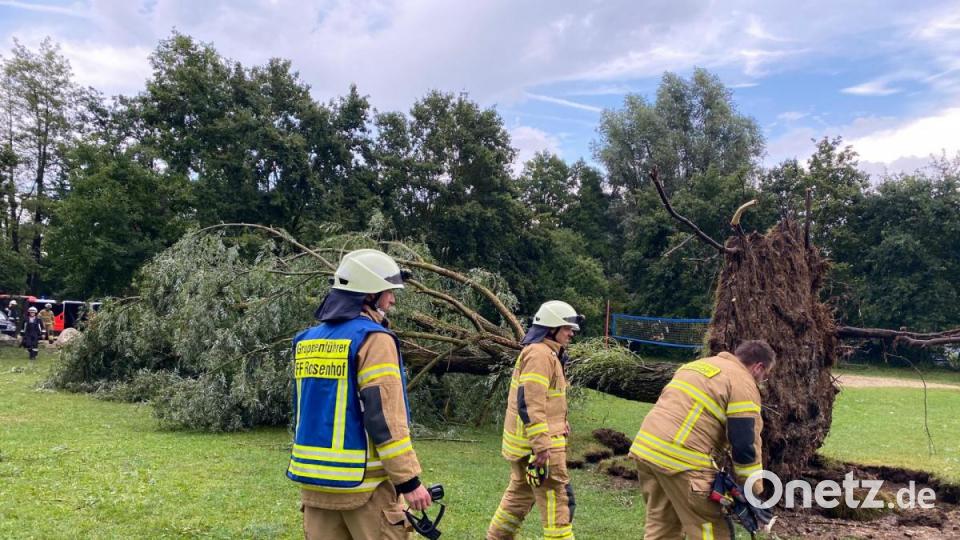 Unwetter zieht über die Landkreise Regensburg und Cham. Am Roither Weiher bei Neutraubling stürzen mehrere Bäume um. Bild: Alexander Auer