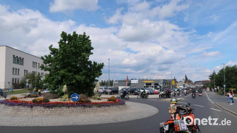 Motorrad-Korso durch die Stadt. Bild: Kunz