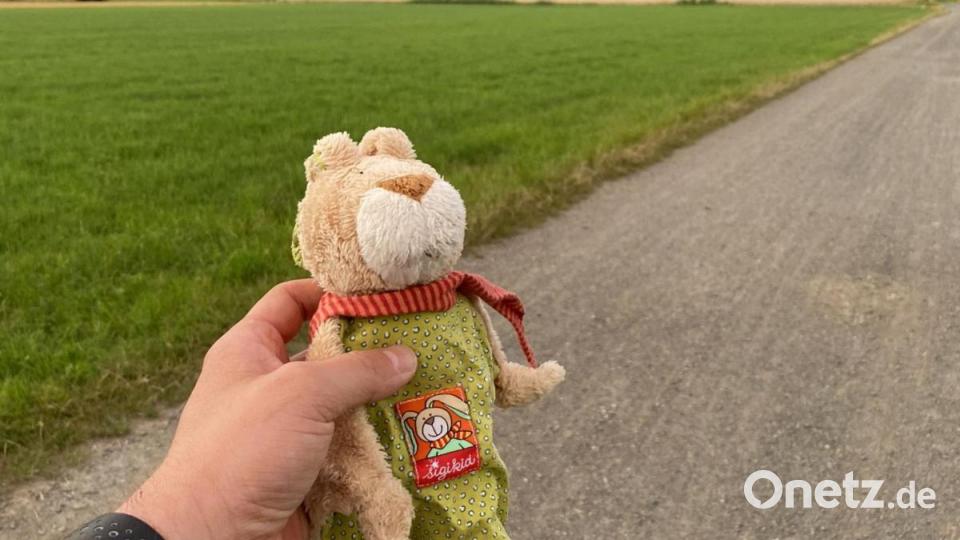 Stoffhase Schnuffel sucht sein Zuhause – mit Hilfe von Neustadts Bürgermeister Sebastian Dippold. Bild: Dippold/exb