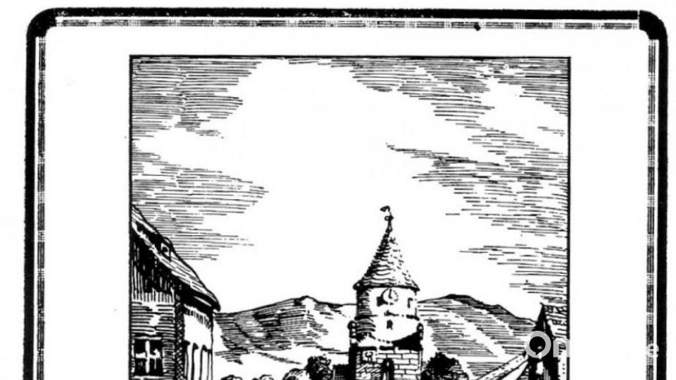 Dieses Plakat kündigte das dreitägige Heimatfest an. Es zeigt den Blick vom Rathaus, das man damals noch von der Hauptstraße aus betrat, hinunter zur Pfarrkirche. Repro: hev