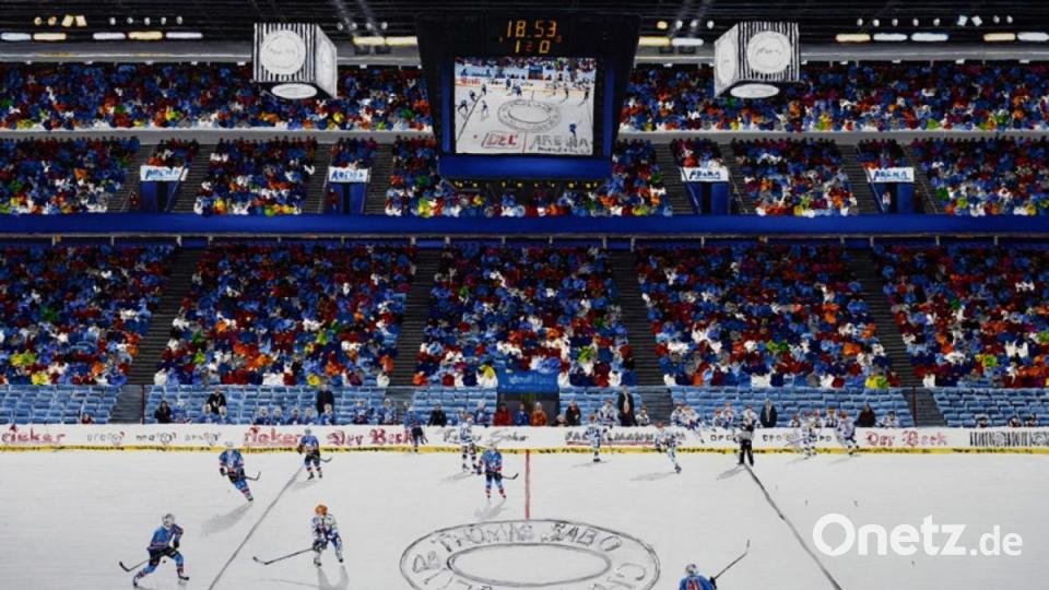 Das Motiv &quot;Ice Tigers&quot; fängt auf der Leinwand die Stimmung bei einem Eishockey-Spiel ein. Bild: amö