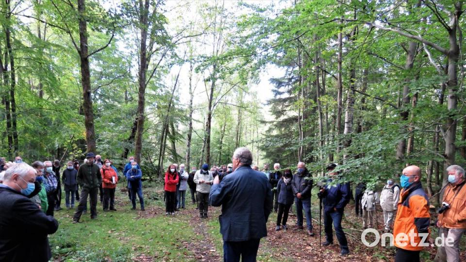 Knapp 80 Teilnehmer waren bei der Exkursion am Teichelberg dabei. Bild: ubb