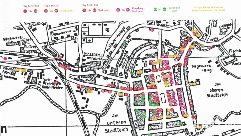Der Stadtplan mit den Geschäften. Bild: tsp