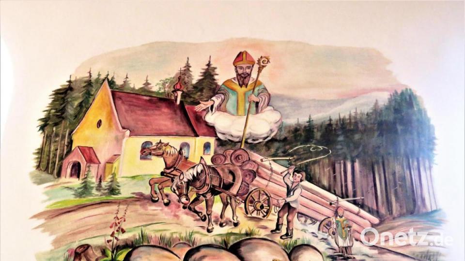Künstler Emil Schicker hat im Wandbild die Bestimmung des Heiligen Nikolaus gemalt. Bild: ubb
