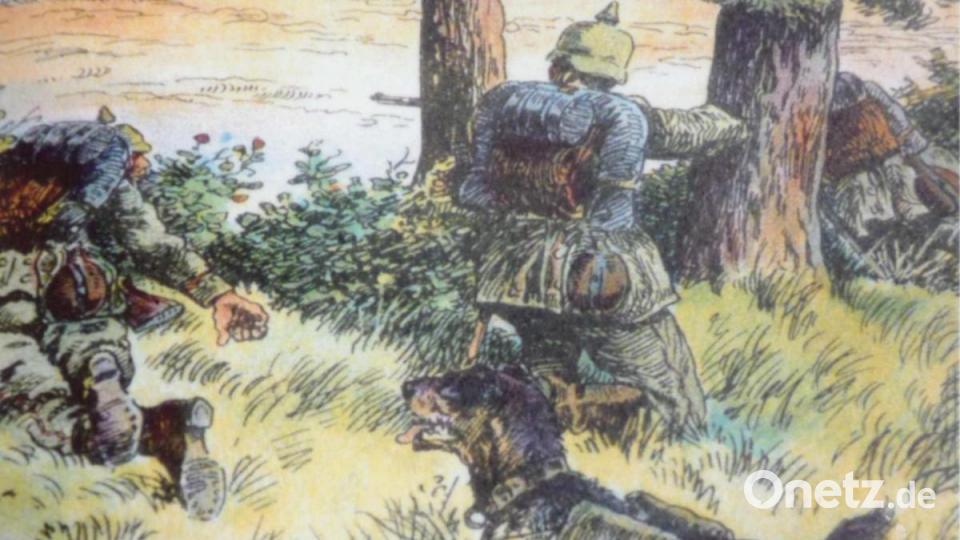 Meist ungesehen vom Feind brachten Hunde Munition bis in die Feuerlinie. Bild: Archiv Werner Luber