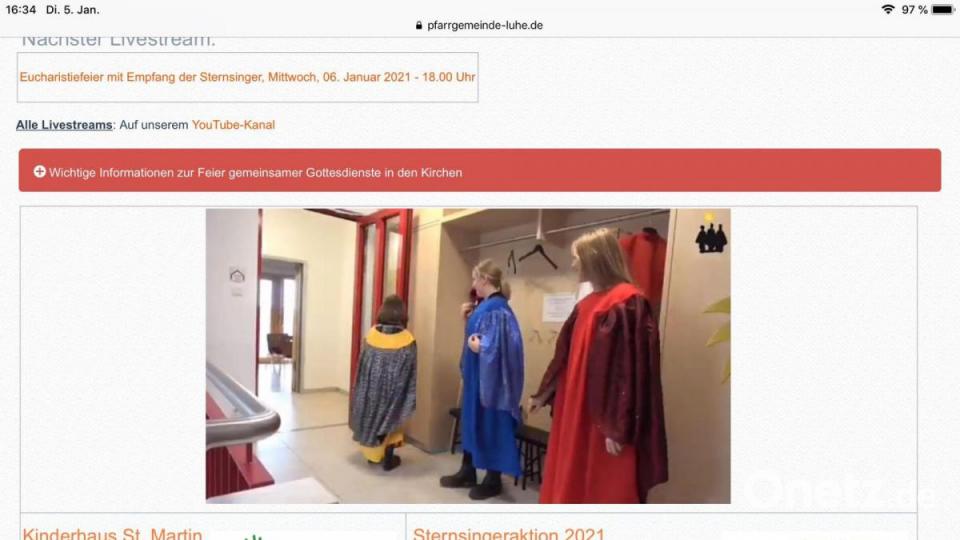 Ein Ausschnitt aus dem Video der Sternsinger der Pfarrei St. Martin in Luhe. Screenshot: uz
