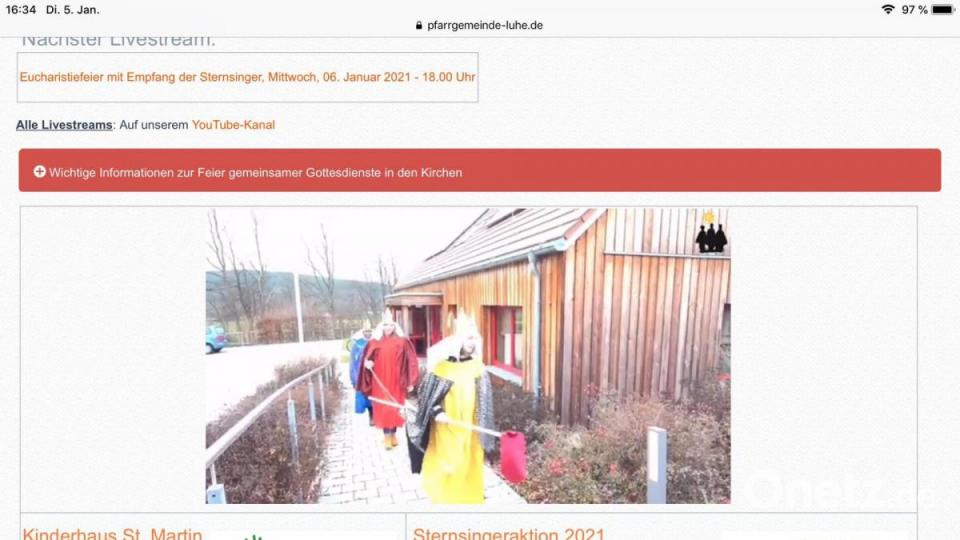 Ein Ausschnitt aus dem Video der Sternsinger der Pfarrei St. Martin in Luhe. Screenshot: uz
