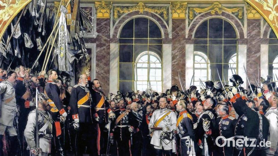 Wie hier auf dem Bild des deutschen Malers Anton von Werner zu sehen gründete sich am 18. Januar 1871 das Deutsche Kaiserreich in der Spiegelgalerie des Schlosses zu Versailles. Repro: exb