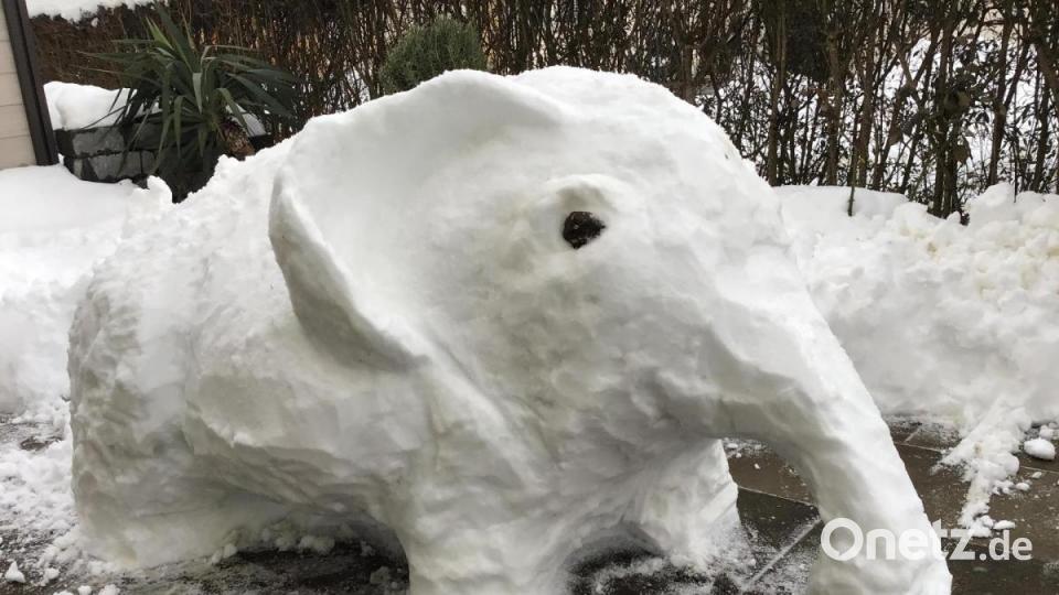 Auch bei Jörg Hofmann hat sich ein Schnee-Elefant eingefunden. Bild: Jörg Hofmann
