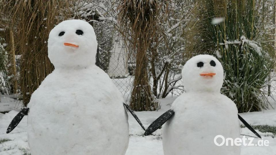Diese putzigen Pinguine haben Nina und Anna Ringer in Gailoh erschaffen. Bild: Gaby Ringer/dpa