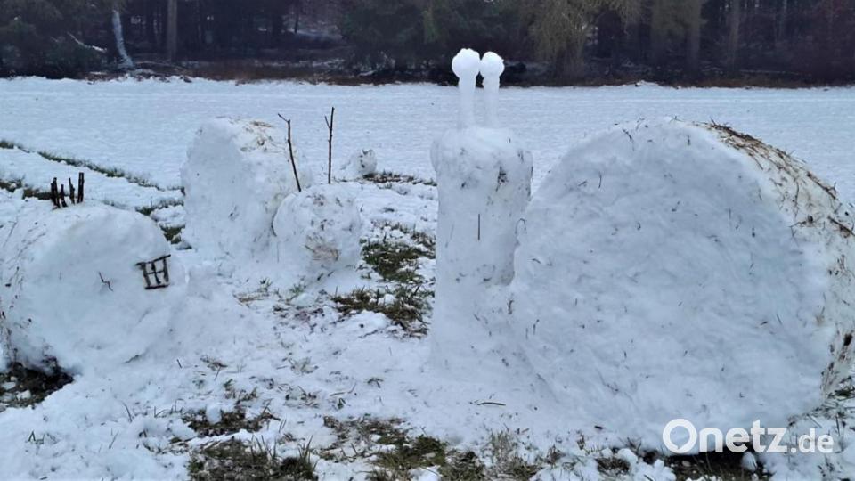 Die meisten Likes bekam Felix Sehr (3a) für seine Schnecken aus Schnee. Bild: Felix Sehr/privat/exb
