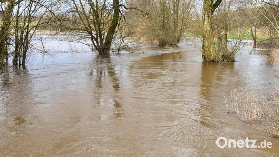 Nur mehr an der Strömung ist der Verlauf der Wondreb beim Mitterhof erkennbar. Bild: hmr